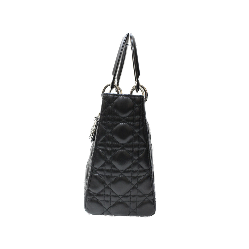 Dior Shoulder  Cannage Handbag Black Lambskin Christian Lady Bag